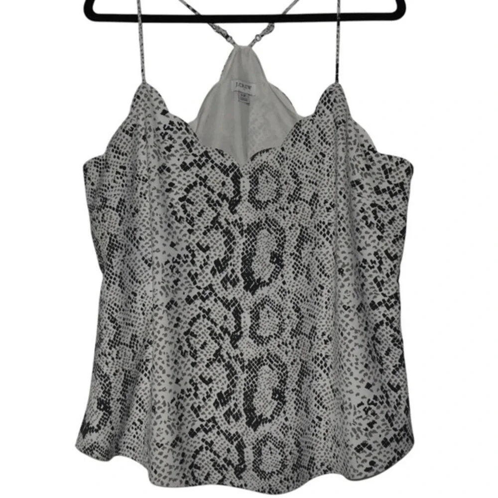 J.Crew Cami Top Snakeskin Print Sleeveless V Neck Blouse Size 12